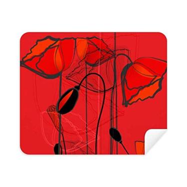 Imagem de Red Flowers Art Line Pintura milho Pano de limpeza de tela, 2 peças, tecido de camurça