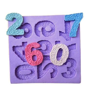 Imagem de Molde De Silicone Números Decorados Arredondados