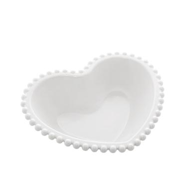 Imagem de Saladeira De Porcelana Bon Gourmet Coração Beads Branco 18cm