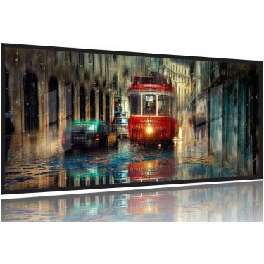 Imagem de Quadro Decorativo Pintura Bonde 130x60 Moldura Preta 2x2