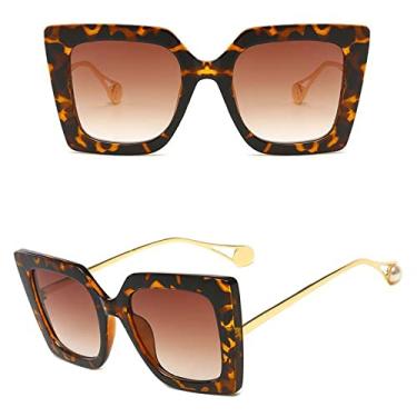Imagem de Sexy Vintage Leopard Square Sunglasses Women Luxury Sun Glasses Female Big Frame Gradient Fashion Oculos De Sol,5,China