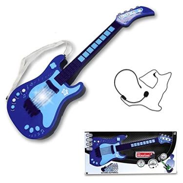 Imagem de Brinquedo Guitarra Eletrônica Com Microfone - Infantil - Azul