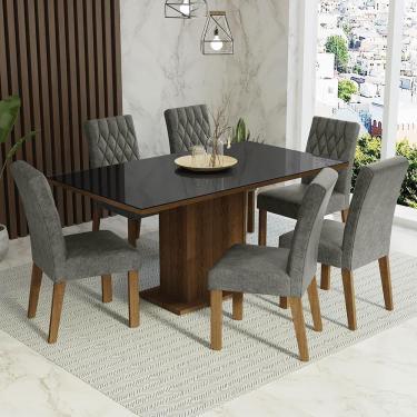 Imagem de Conjunto Sala De Jantar Mesa Tampo De Vidro 6 Cadeiras
