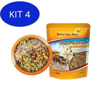 Imagem de Kit 4 Alimento Para Hamster Gold Mix Premium - 500G - Reino Das Aves
