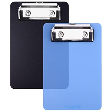 Imagem de Mini Clipboard, Wisdompro Pacote com 2 Quadros pequenos de 10 x 15 cm para blocos de anotações, recibo de tamanho de memorando, listas de bolso – preto, azul