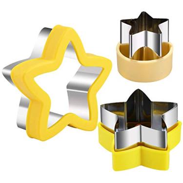 Imagem de Cortadores de biscoito estrela de aço inoxidável, tamanhos mini a grande, conjunto de formas de estrela e vegetais de cinco pontas para crianças