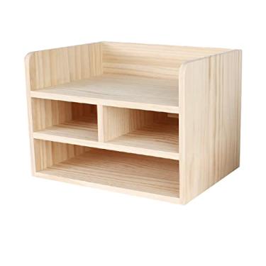 Imagem de KIZQYN Estante pequena estante industrial rack de armazenamento com moldura para sala de estar quarto escritório estante de grão de madeira (tamanho: 1)