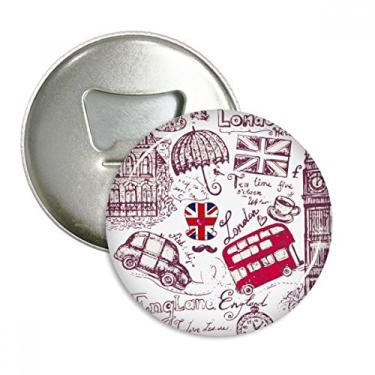 Imagem de Big Ben Ônibus Inglaterra esboço ilustração abridor de garrafas ímã de geladeira emblema multifuncional