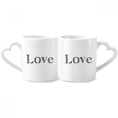 Imagem de Conjunto de canecas de porcelana para casais, com citação inspiradora de amor e citação do dia dos namorados, coração