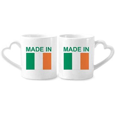 Imagem de Feito na Irlanda Country Love Conjunto de canecas de porcelana de cerâmica para amantes de coração
