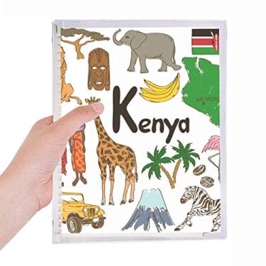 Imagem de Caderno com bandeira nacional de animais do Quênia Landscap Diário de folhas soltas recarregável, papelaria