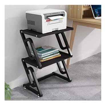 Imagem de Suporte de impressora criatividade suporte de impressora com prateleiras de armazenamento de estrutura de madeira de aço de camada, organizador multiuso para organizador de espaço como prateleira de armazenamento, prateleira de livros, impressora de mesa (cor: latão, tamanho: 5