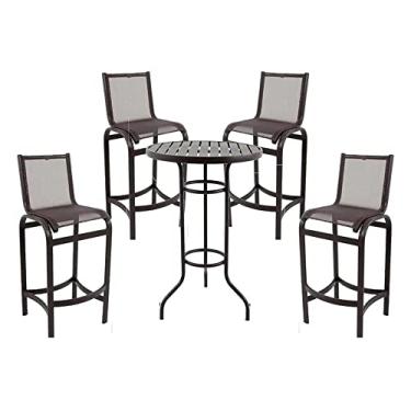 Imagem de Jogo 4 Banquetas Alta Mesa Bistro Para Área Externa Alumínio