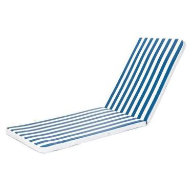 Imagem de Almofada Espreguiçadeira Colchonete Branco E Azul Listrada