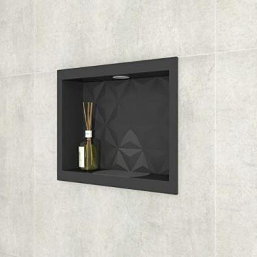 Imagem de Nicho para Banheiro em Mármore Sintético Texturizado 40x30cm Cozimax Preto