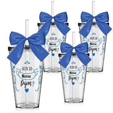 Imagem de 4 Copos Convite 550 ml Personalizados para Pajem