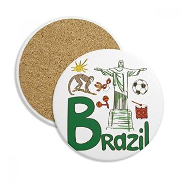 Imagem de Caneca de porta-copos com símbolo nacional do Brasil, pedra absorvente de proteção de mesa