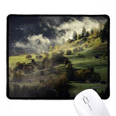 Imagem de Village Fog Hill Landscape Forest Mousepad Tapete de borracha para jogos