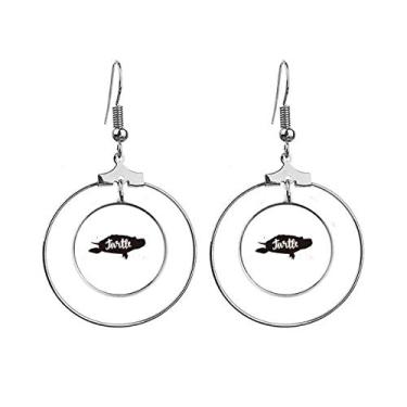 Imagem de Brincos de tartaruga em preto e branco com argola pendente