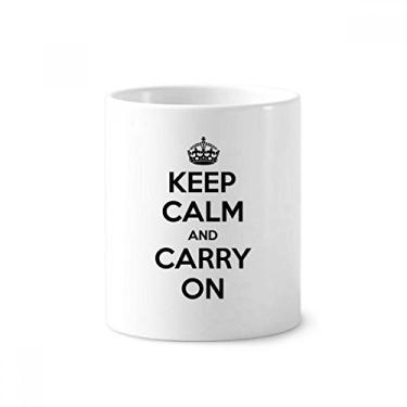 Imagem de Suporte para caneta de escova de dentes preta Keep Calm and Carry On com citação Keep Calm and Carry On