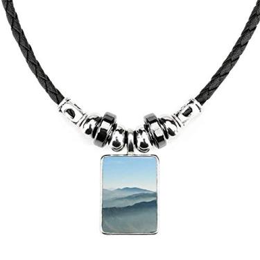 Imagem de DIYthinker Colar Sunshine Mountains Sky Fog Nature Jewelry Torque Leather Rope Pendant