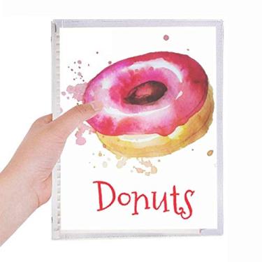 Imagem de Caderno de sobremesa rosa pintado à mão em aquarela com folhas soltas e diário recarregável