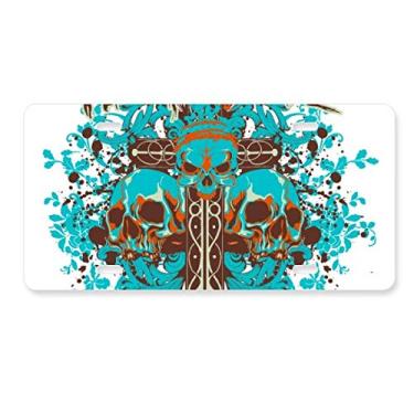 Imagem de DIYthinker Graffiti Street Blue Black Skull placa de carro decoração de carro acessório de aço inoxidável