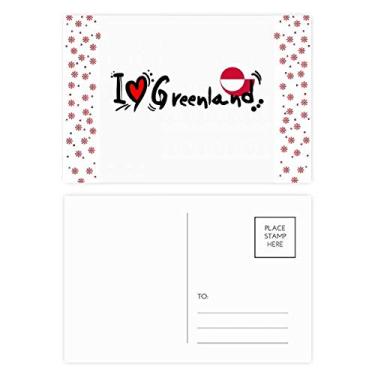 Imagem de I Love Greenland Bandeira da Palavra Love Heart Ilustration Christmas Christmas Flower Celebration Cartão postal Blessing Mailing Card