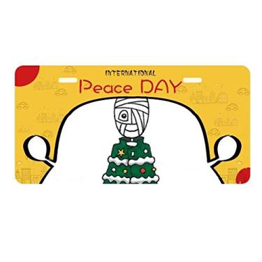 Imagem de DIYthinker Placa de carro Egypt Mummy Horus Árvore de Natal Placa de licença Etiqueta Decoração de carro Dia da Paz