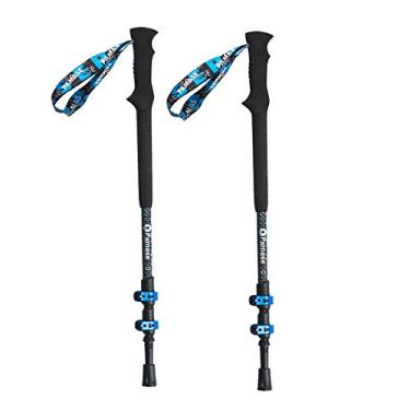 Imagem de N/H Pacote com 2 bastões de caminhada de fibra de carbono – Bengalas telescópicas com aderência de EVA estendida e acessórios de estação, bastões de caminhada ultraleve para mochilão, acampamento