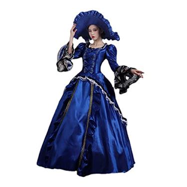Imagem de CountryWomen Vestido feminino de baile de máscaras Marie Antoinette Maxi fantasia vestido de baile, Reto14, 5X-Large