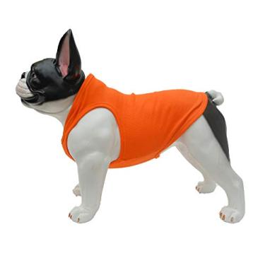 Imagem de Lovelonglong 2019 Summer Pet Clothing, roupas para cães camisetas em branco regatas caneladas Top Thread Vests para buldogue grande médio pequeno cães 100% algodãoLovelonglong S (Small Dog -8lbs) laranja