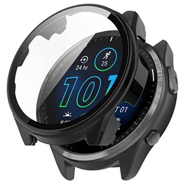Imagem de FTRONGRT Estojo para Garmin Forerunner 965, PC + Filme Temperado de Tela, Estojo de Relógio com Tudo Incluído, Resistente a Choques, Capa para Garmin Forerunner 965. Black