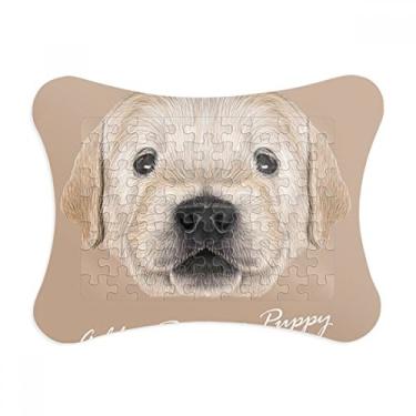 Imagem de Treined Golden Retriever Moldura de quebra-cabeça de animal de filhote de cachorro Decoração de imagem Enfeite de jogo de quebra-cabeça
