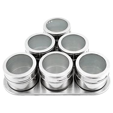 Imagem de GYN 6 Potes Porta Tempero E Condimentos Magnético Em Inox