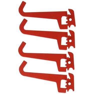 Imagem de Wall Control Pacote de ganchos com ponta curvada de 8,5 cm - Ganchos de metal ranhurados para quadro de pegboard e placa de ferramentas ranhurada - Vermelho