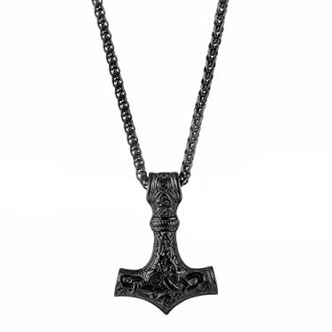 Imagem de HORHEAR Mjolnir Colar Thor Hammer Colar Masculino Viking Thor Pingente Colar de Corrente de Aço Inoxidável, One size, Aço inoxidável, aço inoxidável