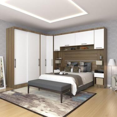 Imagem de Quarto de Canto Casal com Guarda Roupas Cabeceira e Mesas de Cabeceira Paris Luciane Móveis
