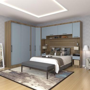 Imagem de Quarto de Canto Casal com Guarda Roupas Cabeceira e Mesas de Cabeceira Paris Luciane Móveis