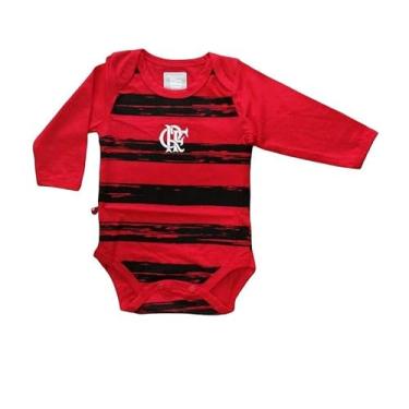 Imagem de Body Bebê Flamengo Listras Manga Longa Oficial