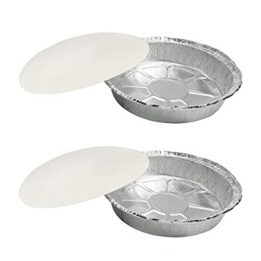 Imagem de Bettomshin Pacote com 20 potes redondos de alumínio descartáveis com paredes retas para armazenamento, cozimento, preparação de refeições, congelador, forno seguro