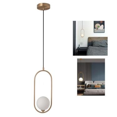 Imagem de Lustre Luminaria Pendente Teto Oval Globo E27 Casa Sala Enfeite Moderna Recepçao