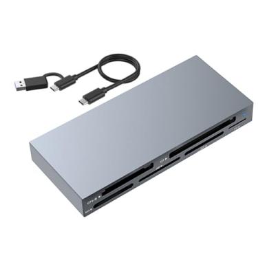 Imagem de Leitor de cartão de memória USB tipo C de alta velocidade com vários compartimentos para mídia inteligente CFexpress tipo B/CF/MS/XD/SD/TF 6 em 1 adaptador adaptador acessório leitor de cartões
