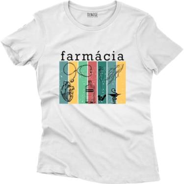 Imagem de Camiseta Algodão Feminina Curso Profissão Farmácia Vintage Tamanho:GG;Cor:Branco