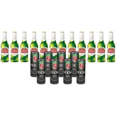 Imagem de Cerveja Stella Artois Lager 12 Unidades Long Neck - 330ml + Cerveja Be