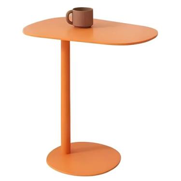 Imagem de Mesa Lateral Moderna Para Sofá, Mesas Laterais Fáceis De Montar Para Sala De Estar, Quarto, Mesa Lateral De Metal Que Economiza Espaço (Color : Orange, Size : H 50cm/19.68in)