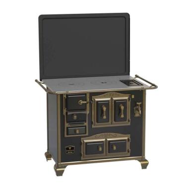 Imagem de Fogão a Lenha N° 02 Imperador Preto C/ Caldeirão Gab. Chapa Ferro Fundido Saída Direita C/ Tampa - Venax