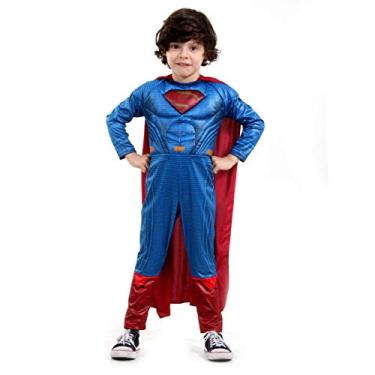 Imagem de Fantasia Super Homem Luxo Infantil 920891-P, Azul/Vermelho, Sulamericana Fantasias