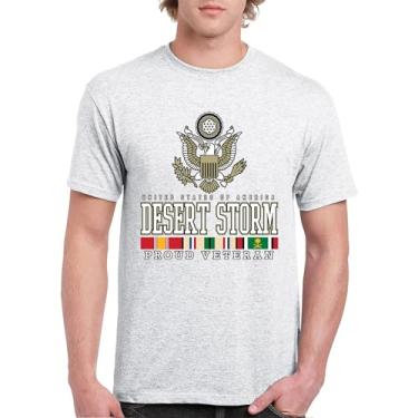Imagem de Camiseta masculina Desert Storm Proud Veteran Army Gulf War Operation Served DD 214 Veterans Day Patriot, Cinza-claro, 3G