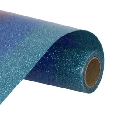 Imagem de HTVVETUR Vinil de transferência térmica Glitter Rainbow - 30,5 cm x 2,4 m Rainbow HTV Vinil Glitter Ferro em Vinil para Cricut Fácil de cortar e remover ervas daninhas para design de transferência de